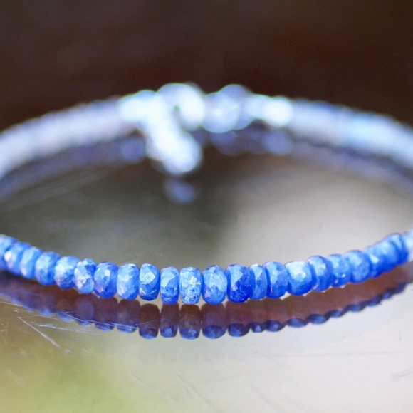 Natural Canadian Labradorite Sapphire Bracelet Sterling Silver , 8" - 8 2/3" - Picture 6 of 9